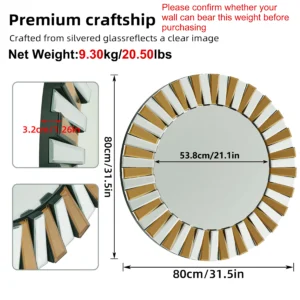 60/80CM Round Starburst Decorative Wall Mirror