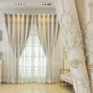 2pcs Double Layer Embroidered Blackout Drapes.